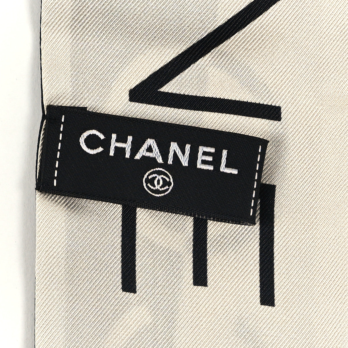 Silk Logo Slim Bandeau Scarf Black White Beige
