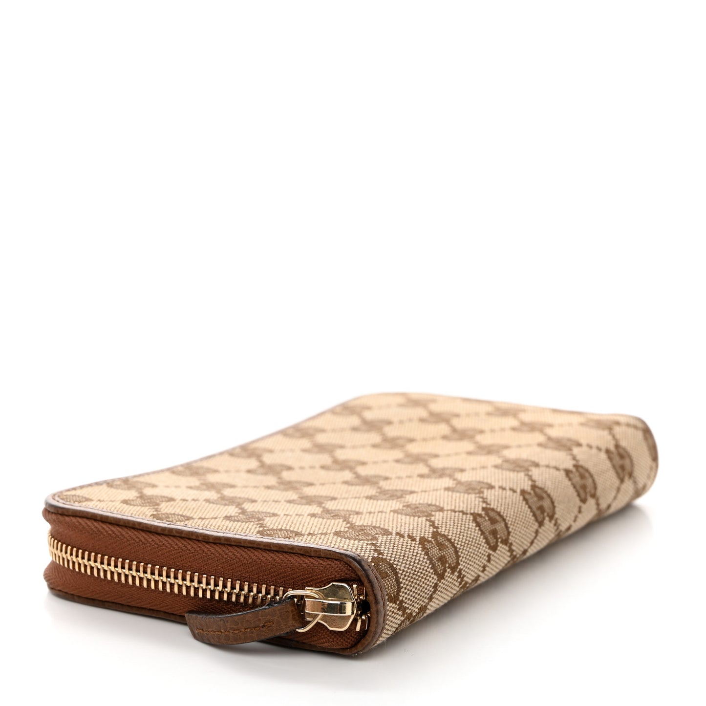Monogram Dollar Calfskin Zip Around Wallet Beige Ebony Tabacco