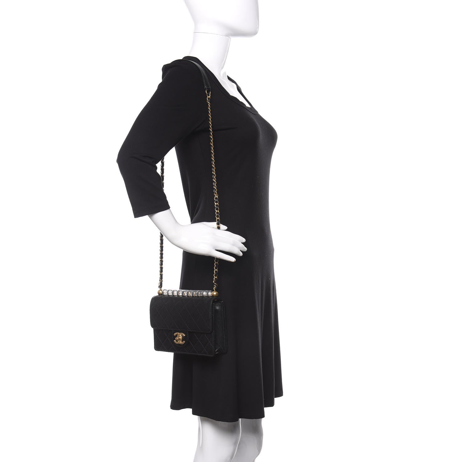 Chanel Lambskin Quilted Small Chic Pearls Flap Black 2 of 11