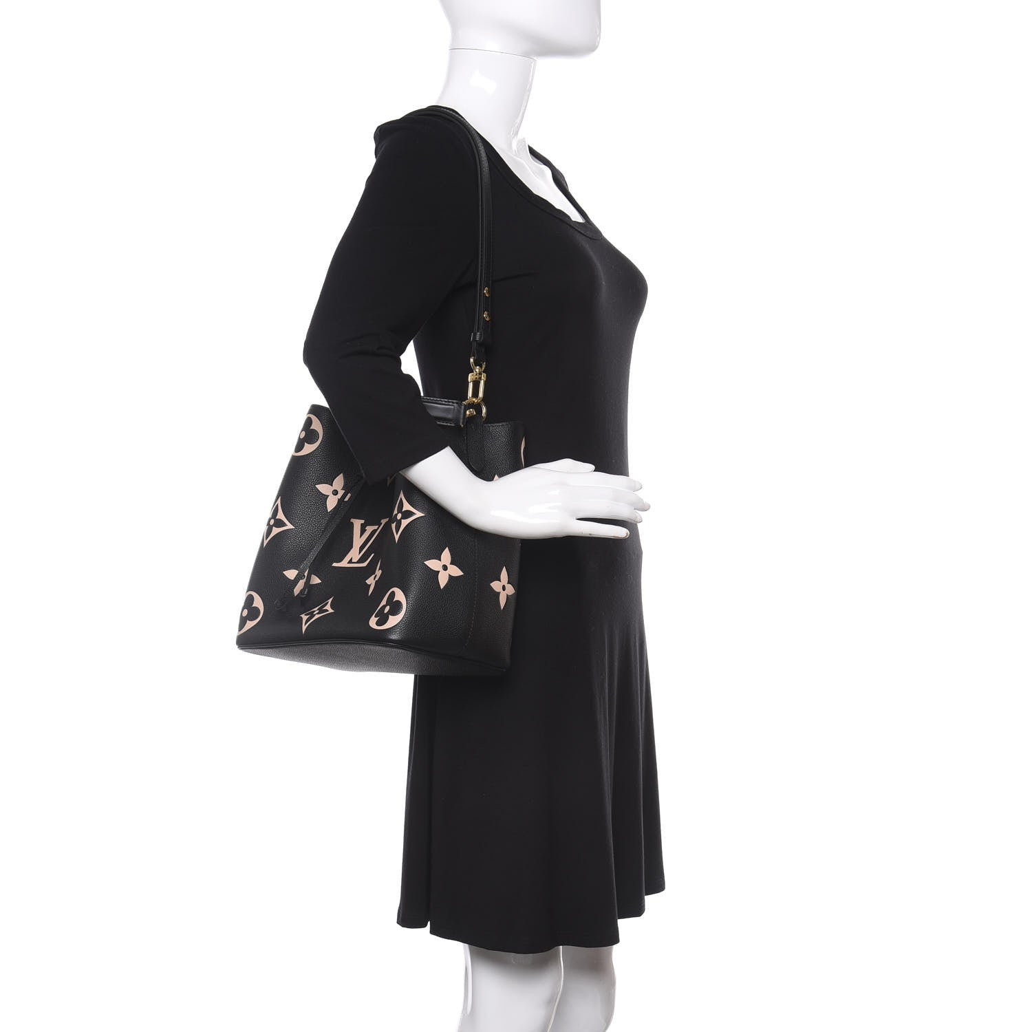 Louis Vuitton Empreinte Monogram Giant Neonoe MM Black Beige 2 of 11