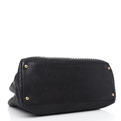 Chanel Wrinkled Lambskin Chevron Quilted Surpique Tote Black 4 of 10