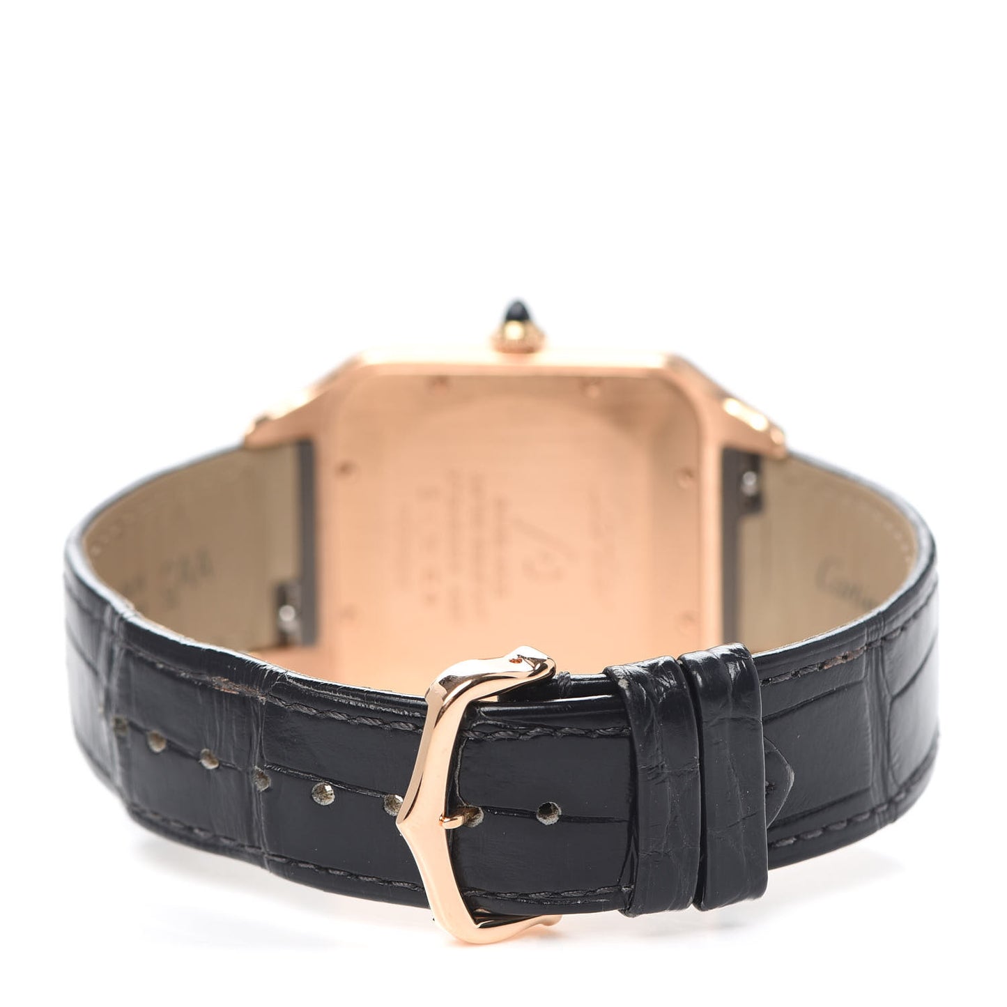 18K Pink Gold Alligator 34mm Santos Dumont Watch