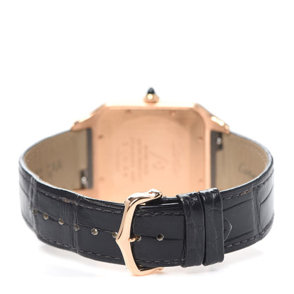 Cartier 18K Pink Gold Alligator 34mm Santos Dumont Watch 3 of 5