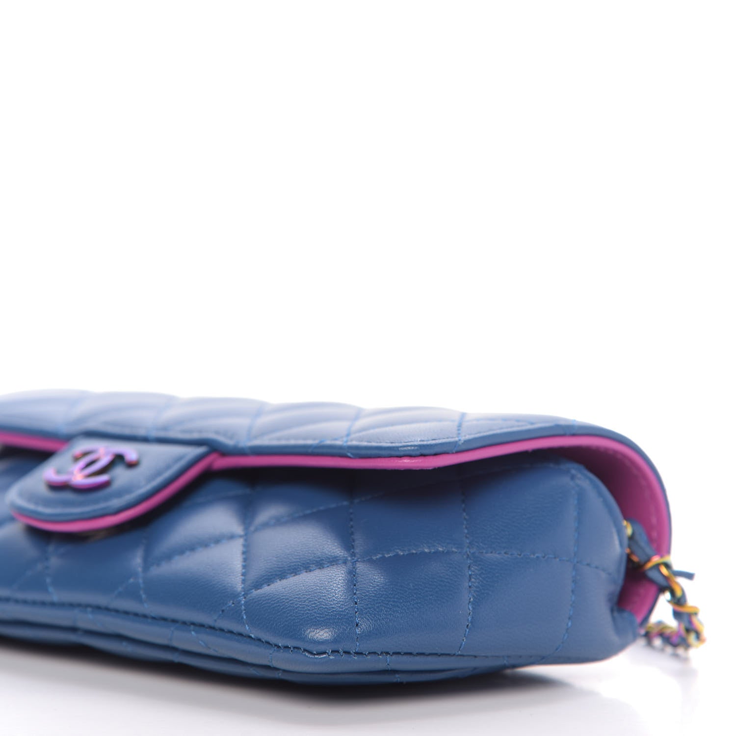 Chanel Lambskin Quilted Glasses Case With Chain Blue Purple 7 of 11