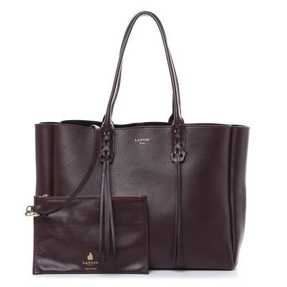 Lanvin Smooth Calfskin Small Fringe Shopper Tote Aubergine 1 of 14