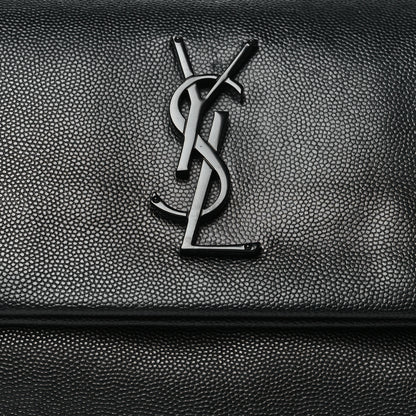 Saint Laurent Grain De Poudre Medium West Hollywood Monogram Fold-Over Black 8 of 11