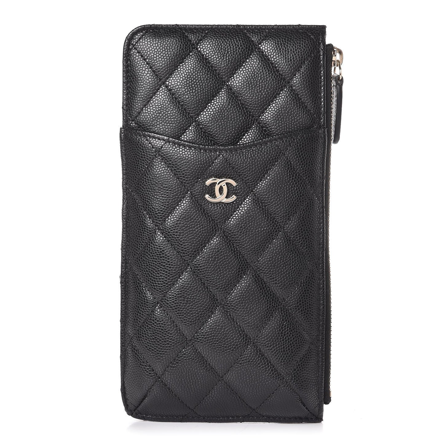 Caviar Quilted Classic Flat Wallet Pouch Black