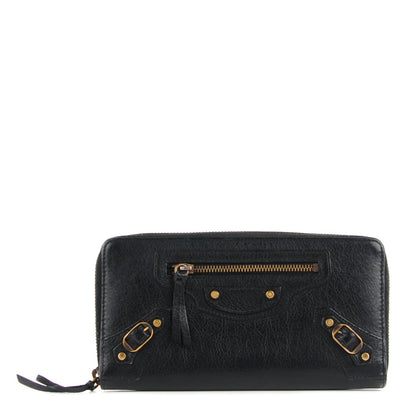 Balenciaga Agneau Classic Hardware Continental Zip Around Wallet Black 1 of 10