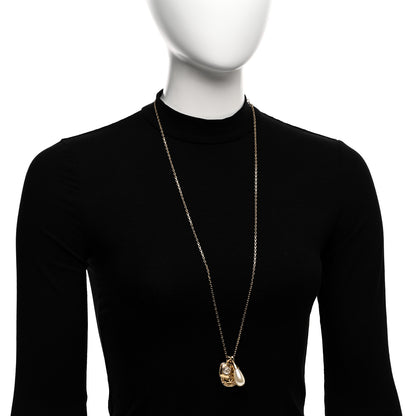 Chanel Crystal Pearl Necklace Gold 2 of 6