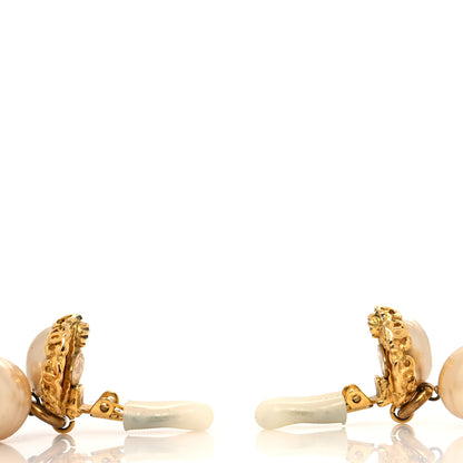Chanel Pearl Enamel Heart Clip On Earrings Gold 3 of 5