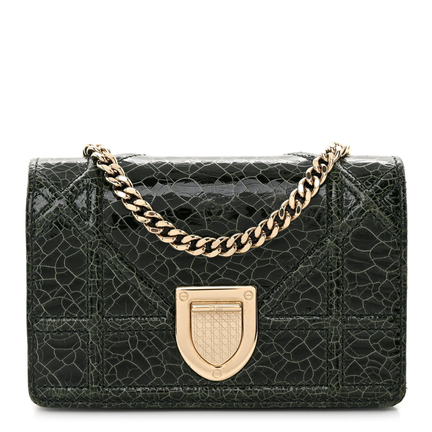 Christian Dior Ceramic Effect Deerskin Baby Diorama Flap Bag Green 1 of 9