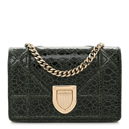 Christian Dior Ceramic Effect Deerskin Baby Diorama Flap Bag Green 1 of 9