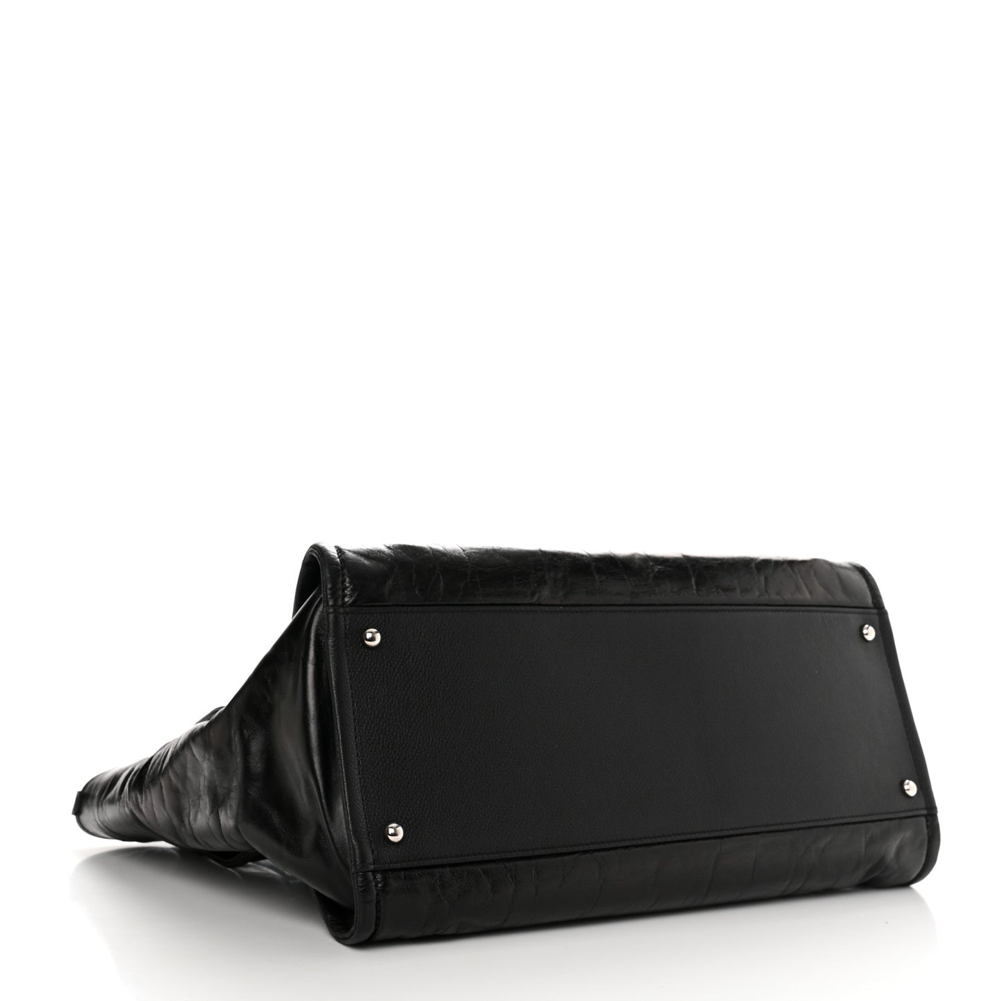 Glazed Calfskin Medium Deauville Tote Black