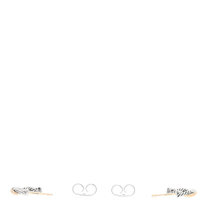 David Yurman Sterling Silver 14K Yellow Gold 3mm Petite Infinity Huggie Hoop Earrings 3 of 5