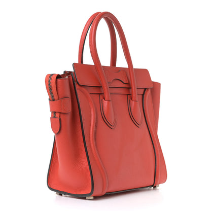 Celine Drummed Calfskin Micro Luggage Vermillion 4 of 14