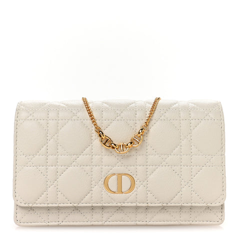 Supple Calfskin Caro Pouch with Chain Latte