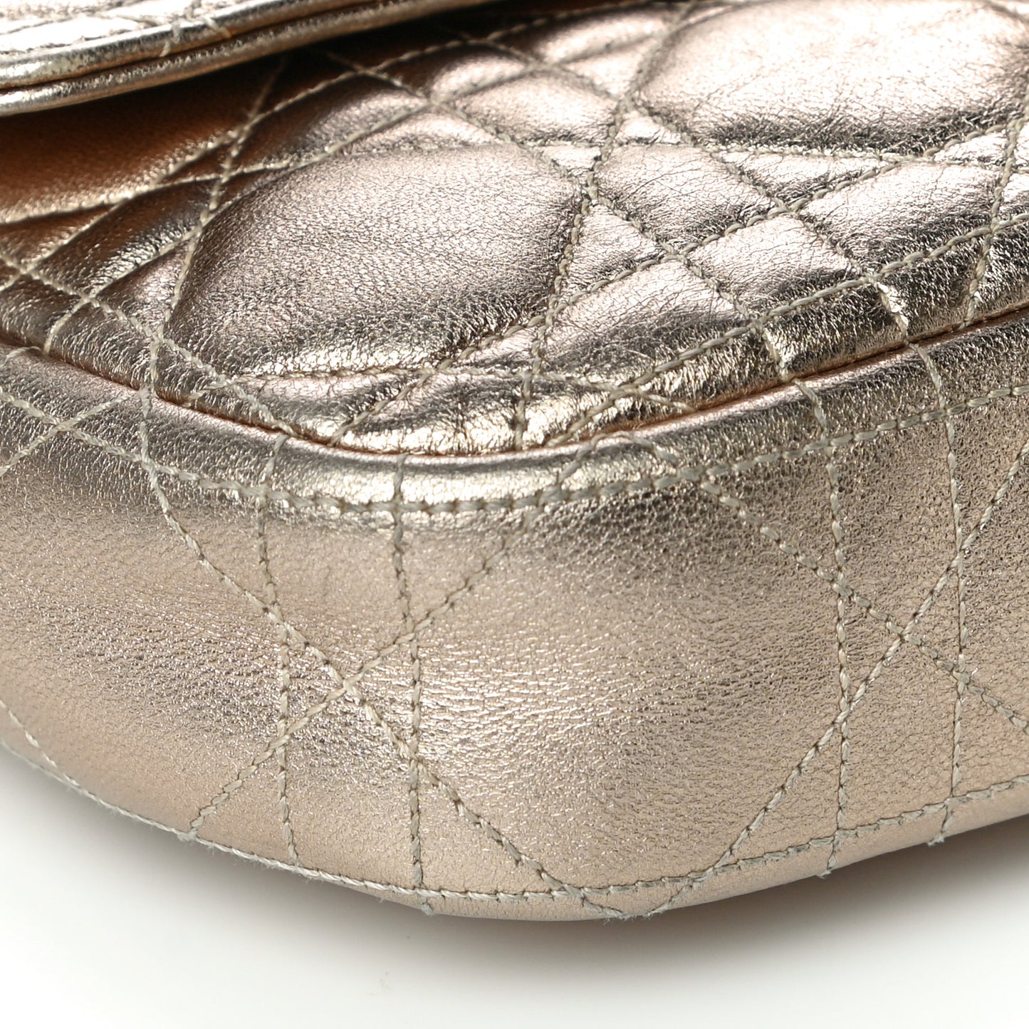 Metallic Lambskin Cannage Miss Dior Promenade Pouch Gold