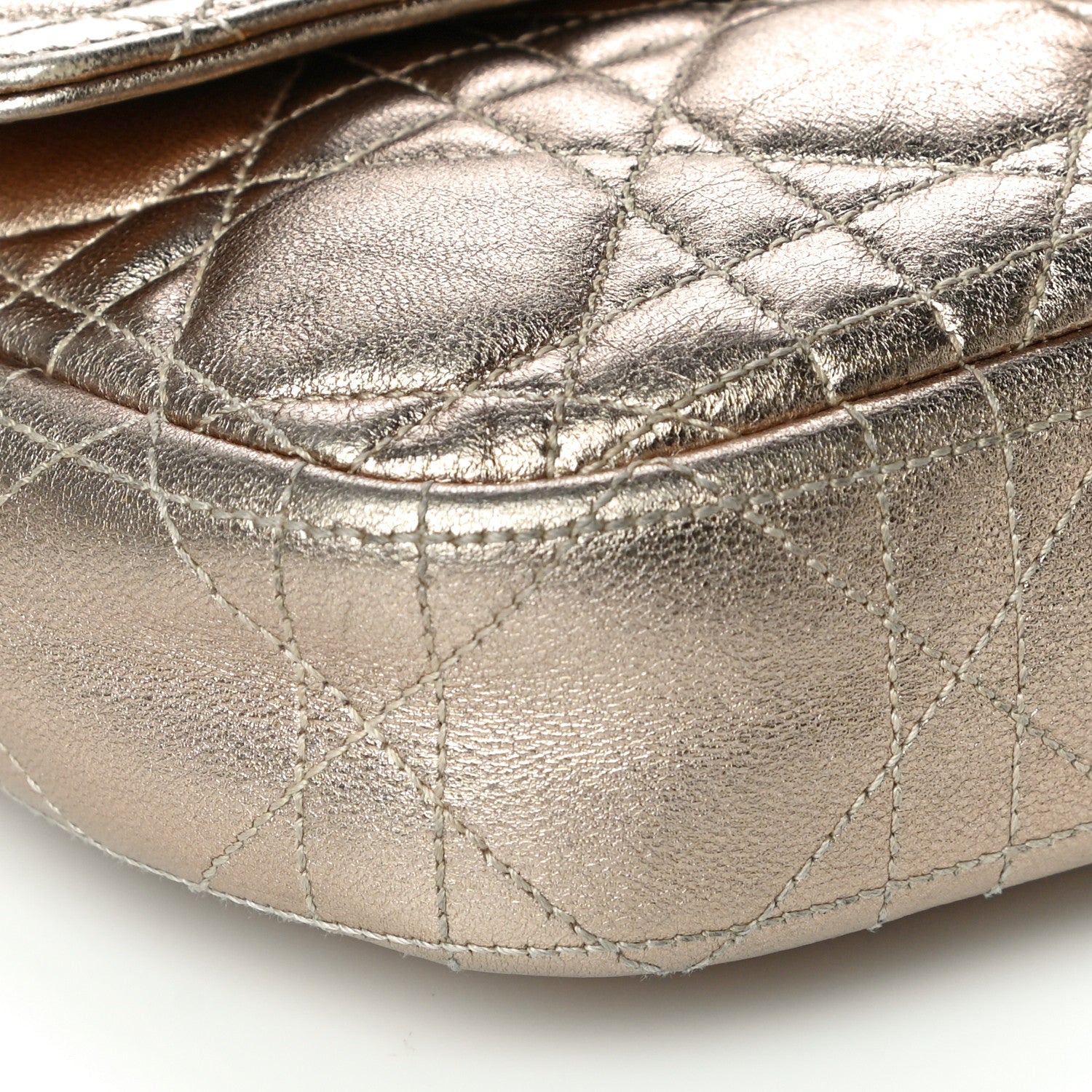 Christian Dior Metallic Lambskin Cannage Miss Dior Promenade Pouch Gold 8 of 12