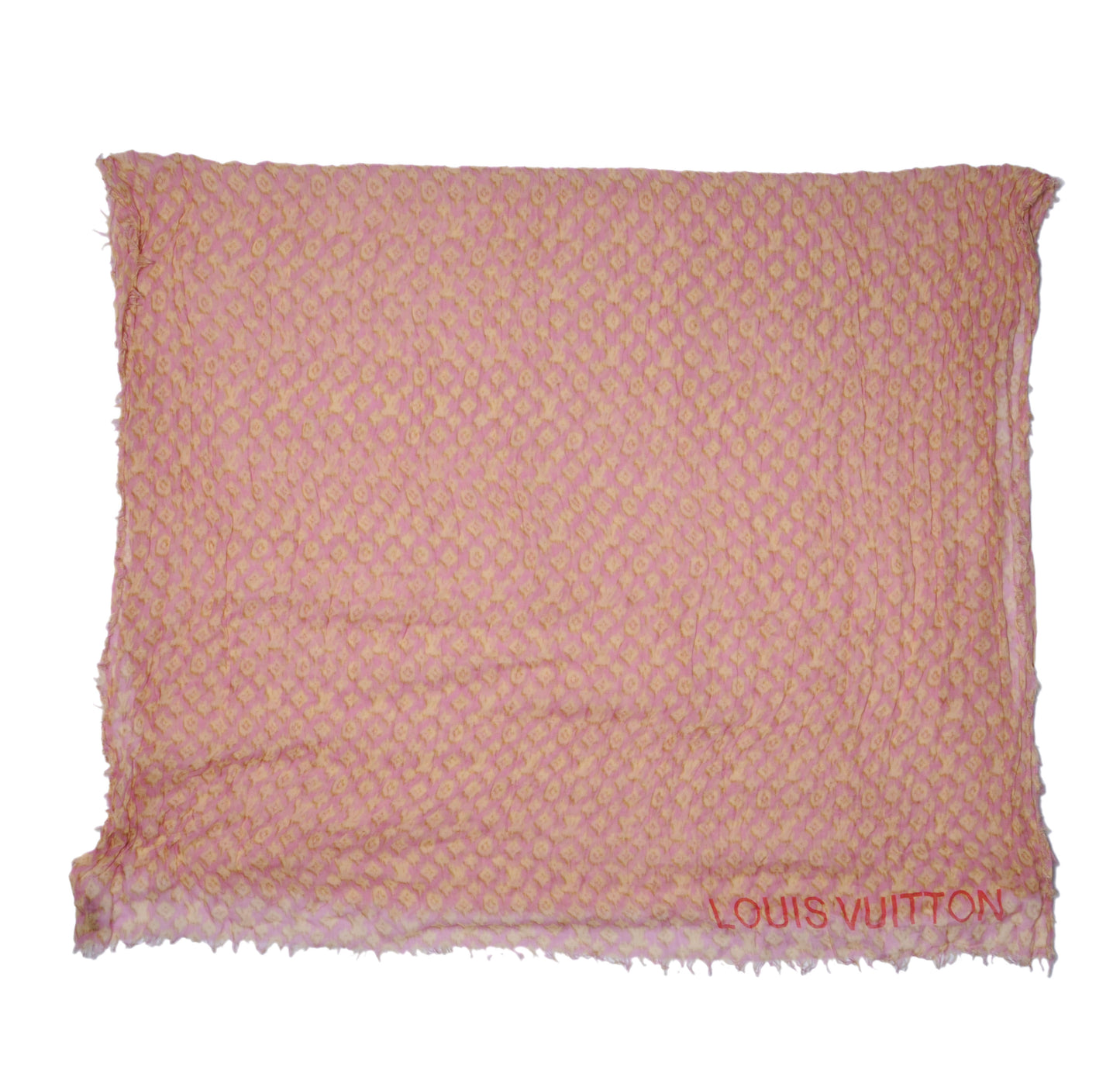 Cashmere Silk Monogram Ikat Stole Rose