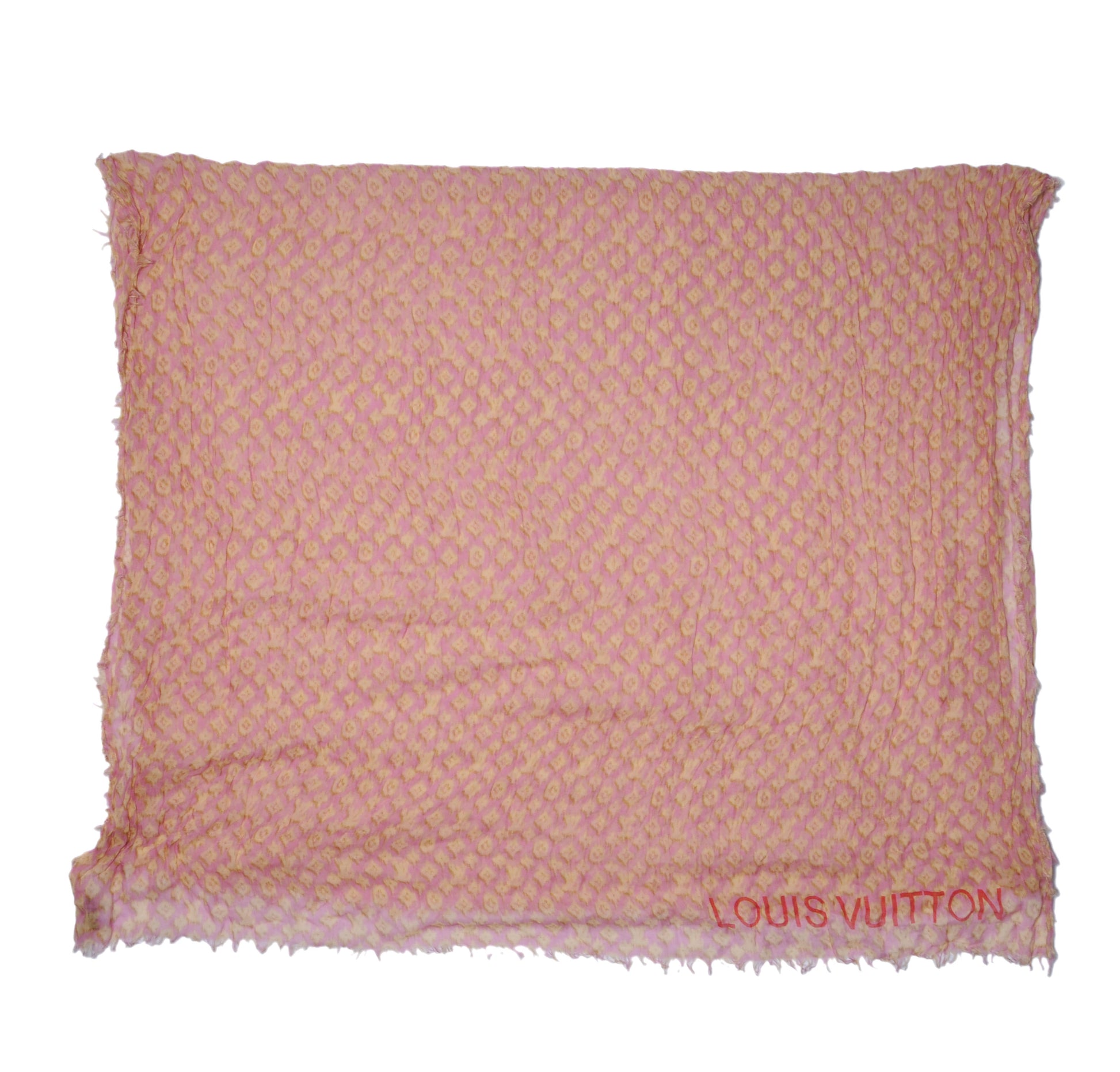 Louis Vuitton Cashmere Silk Monogram Ikat Stole Rose 3 of 7