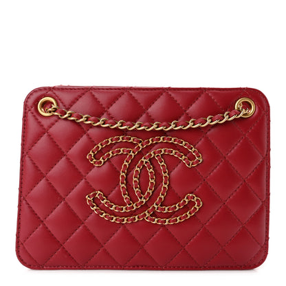 Chanel Calfskin Quilted Small CC Chain Accordion Tote Red 1 of 11