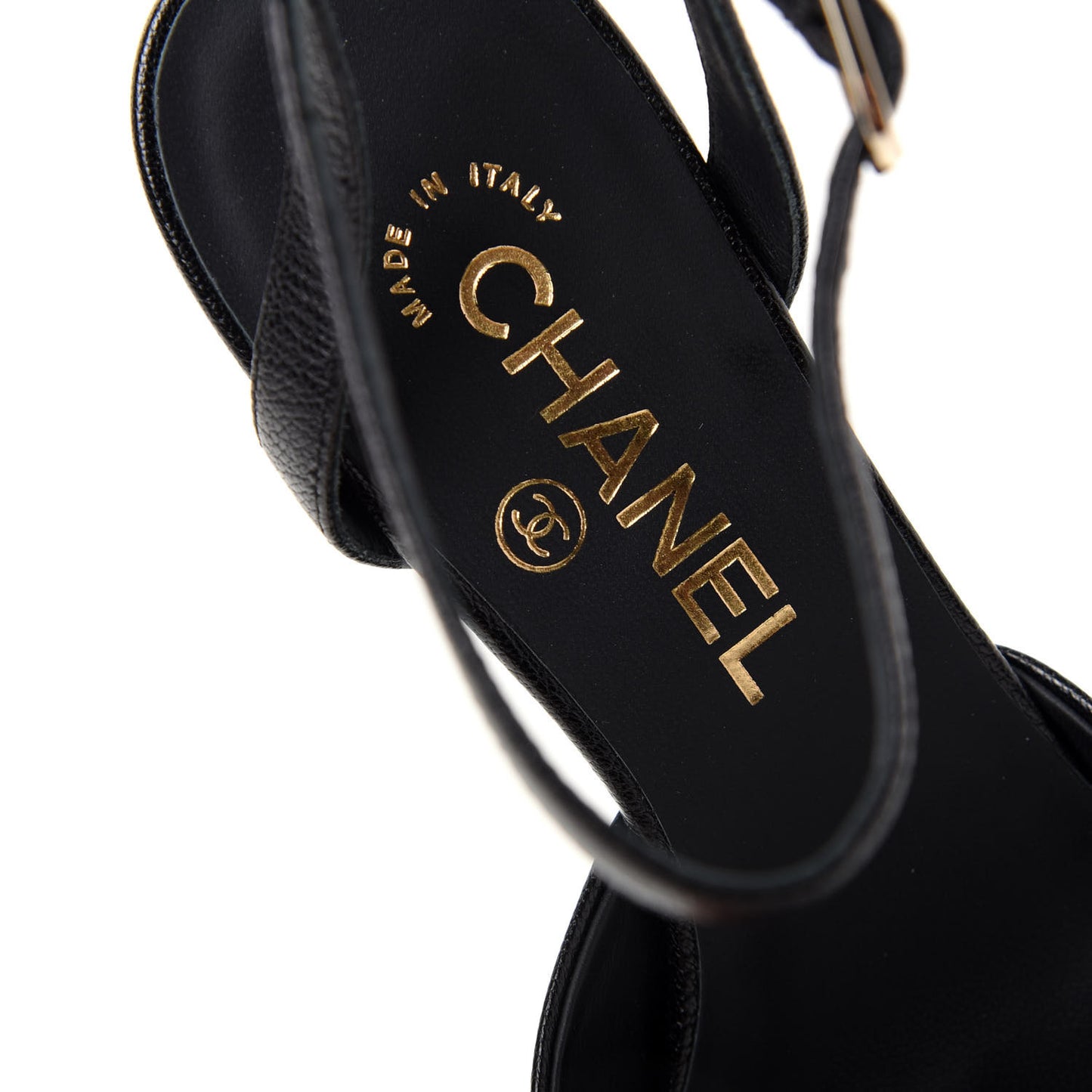 Goatskin Cap Toe CC Slingback Pumps 36.5 Black