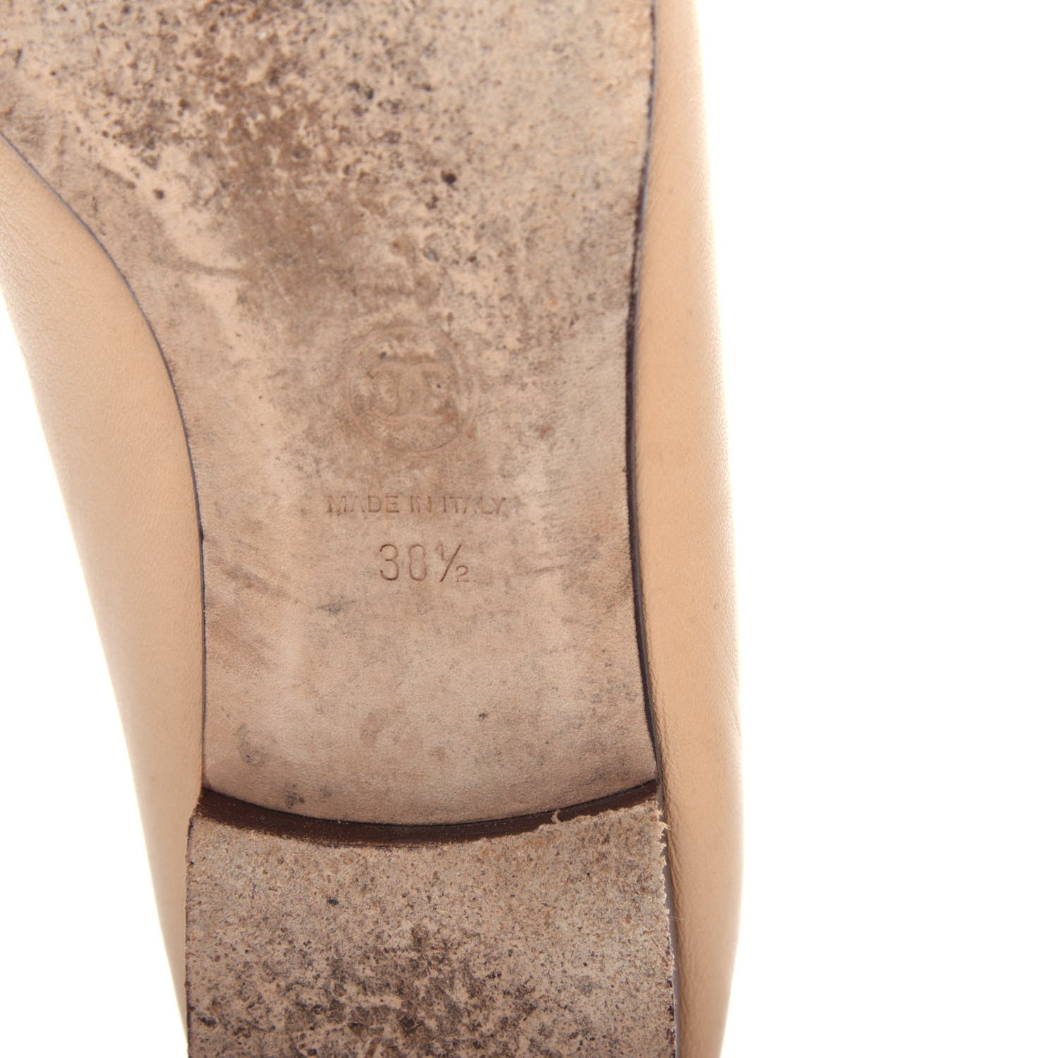 Chanel Lambskin Cap Toe CC Ballerina Flats 38.5 Beige Black 9 of 10