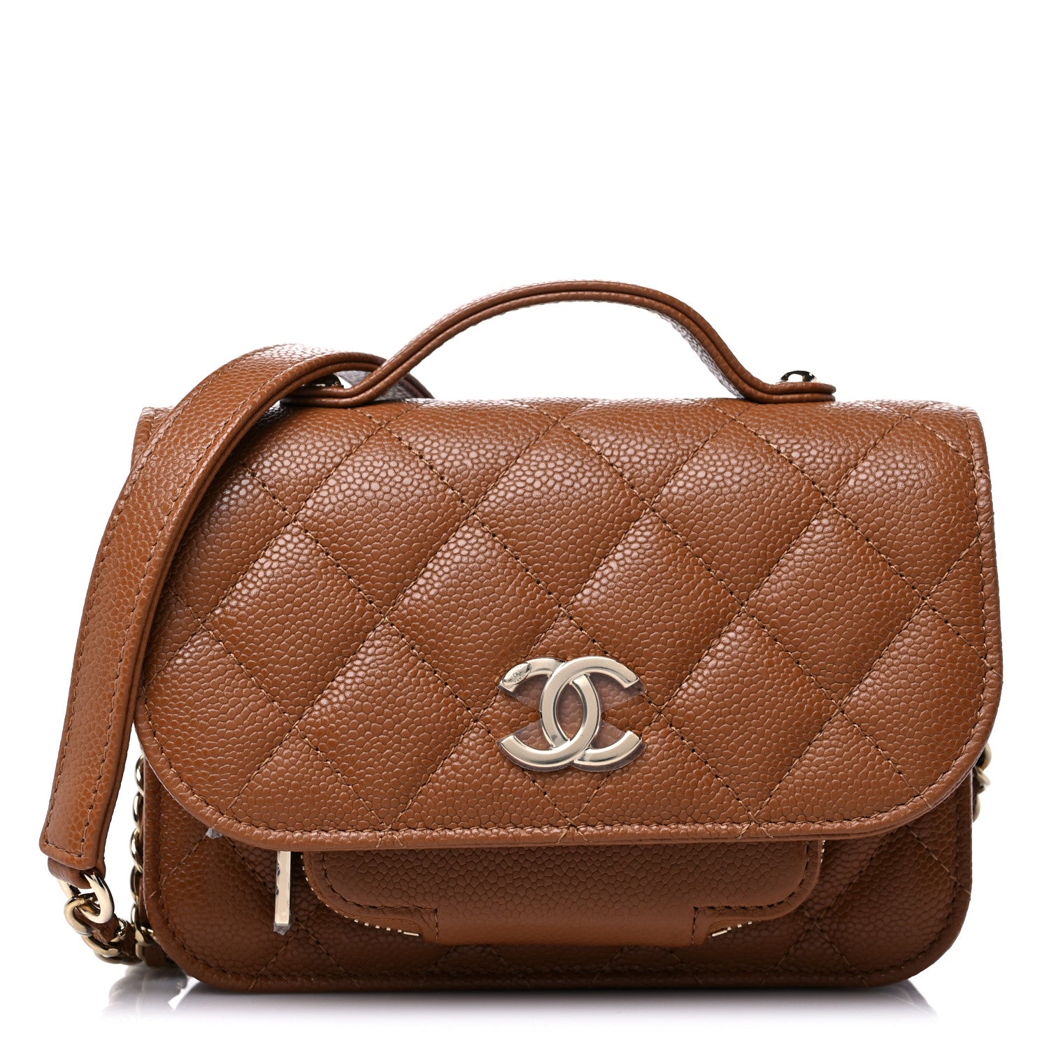 Chanel Caviar Quilted Business Affinity Clutch With Chain Flap Camel 1 of 11