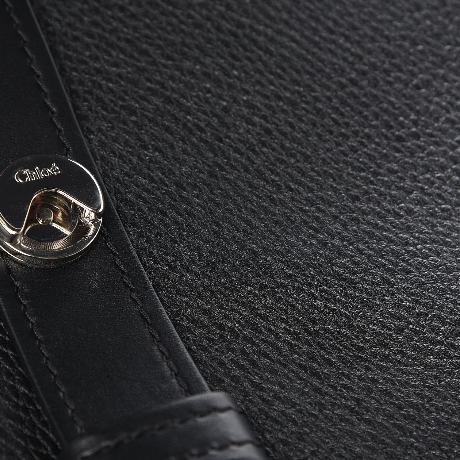 Chloe Grained Deerskin Shiny Calfskin Large Aby Day Shoulder Bag Black 13 of 15