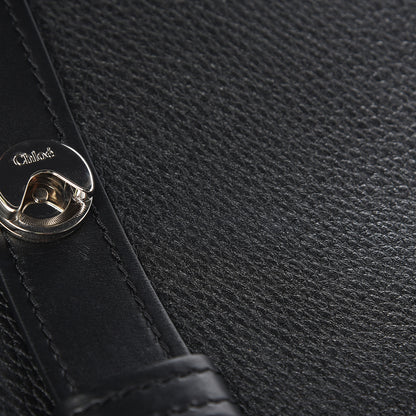 Chloe Grained Deerskin Shiny Calfskin Large Aby Day Shoulder Bag Black 13 of 15