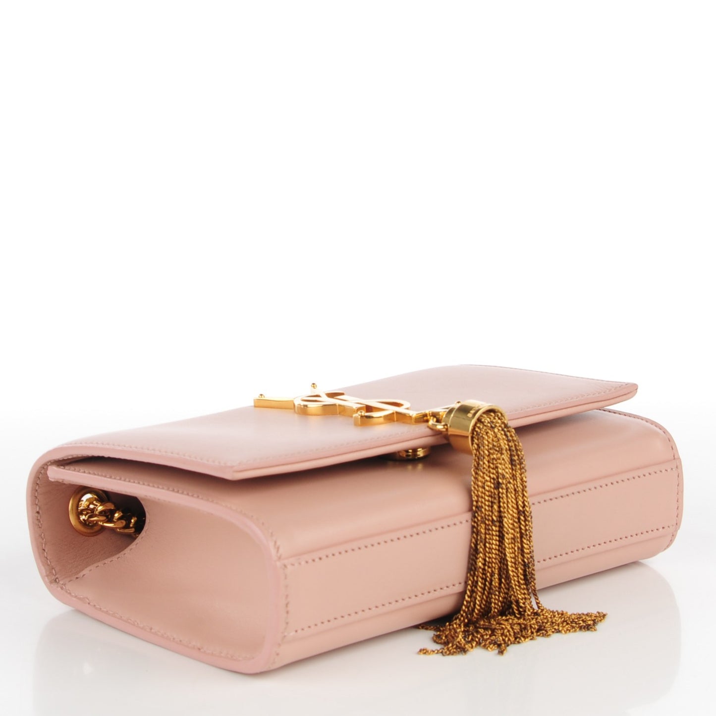 Calfskin Small Classic Monogram Kate Tassel Satchel Pale Blush