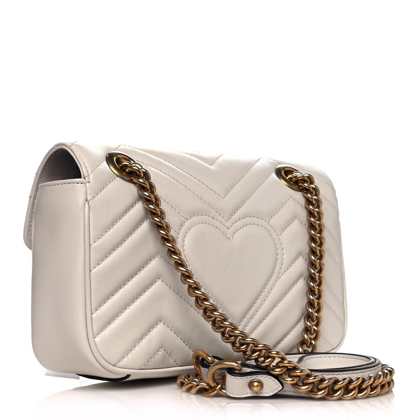 Calfskin Matelasse Mini GG Marmont Shoulder Bag White
