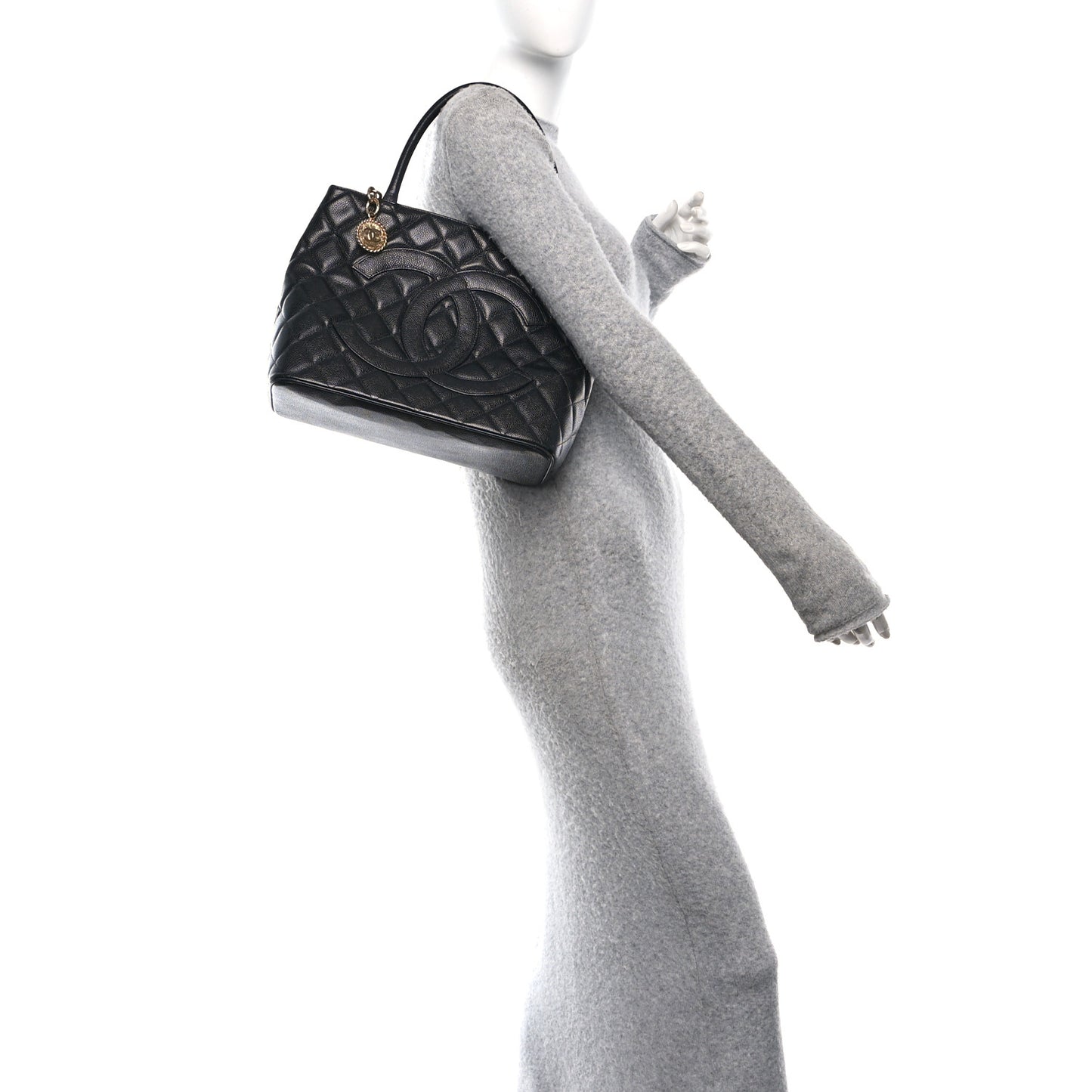Caviar Quilted Medallion Tote Black