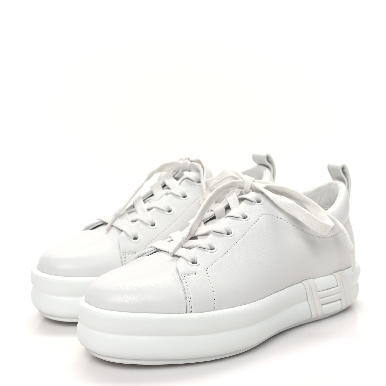 Hermes Calfskin Womens Happy Sneakers 36.5 White 3 of 9