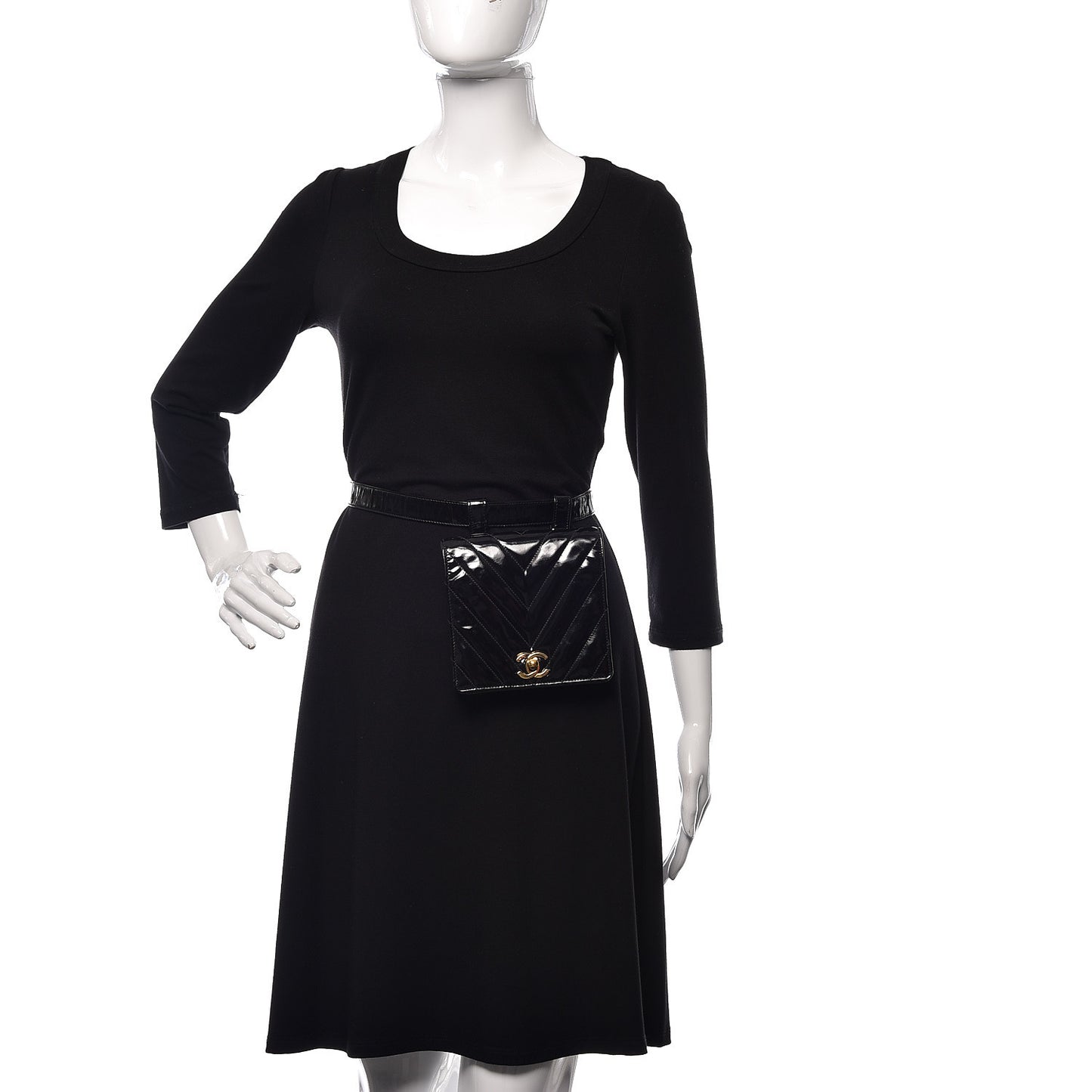 Patent Chevron Quilted Belt Bag 70 28 Black