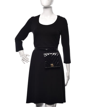 Chanel Patent Chevron Quilted Belt Bag 70 28 Black 2 of 12