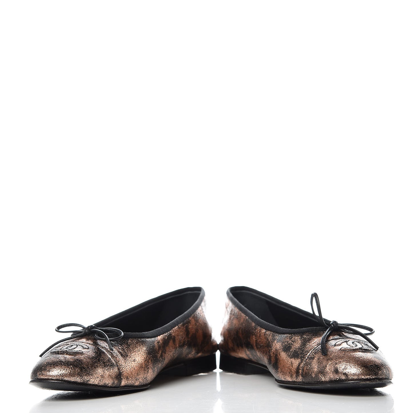 Laminated Suede Goatskin Cap Toe CC Ballerina Flats 40.5 Bronze