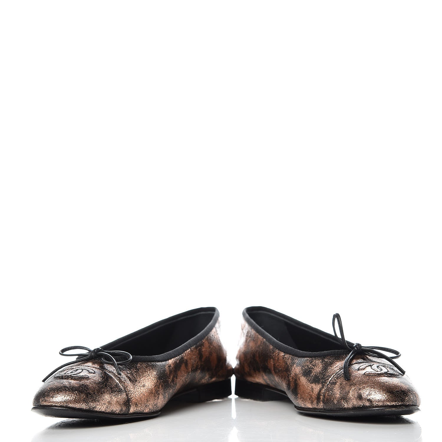Chanel Laminated Suede Goatskin Cap Toe CC Ballerina Flats 40.5 Bronze 5 of 11