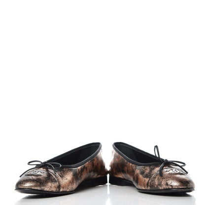 Chanel Laminated Suede Goatskin Cap Toe CC Ballerina Flats 40.5 Bronze 5 of 11