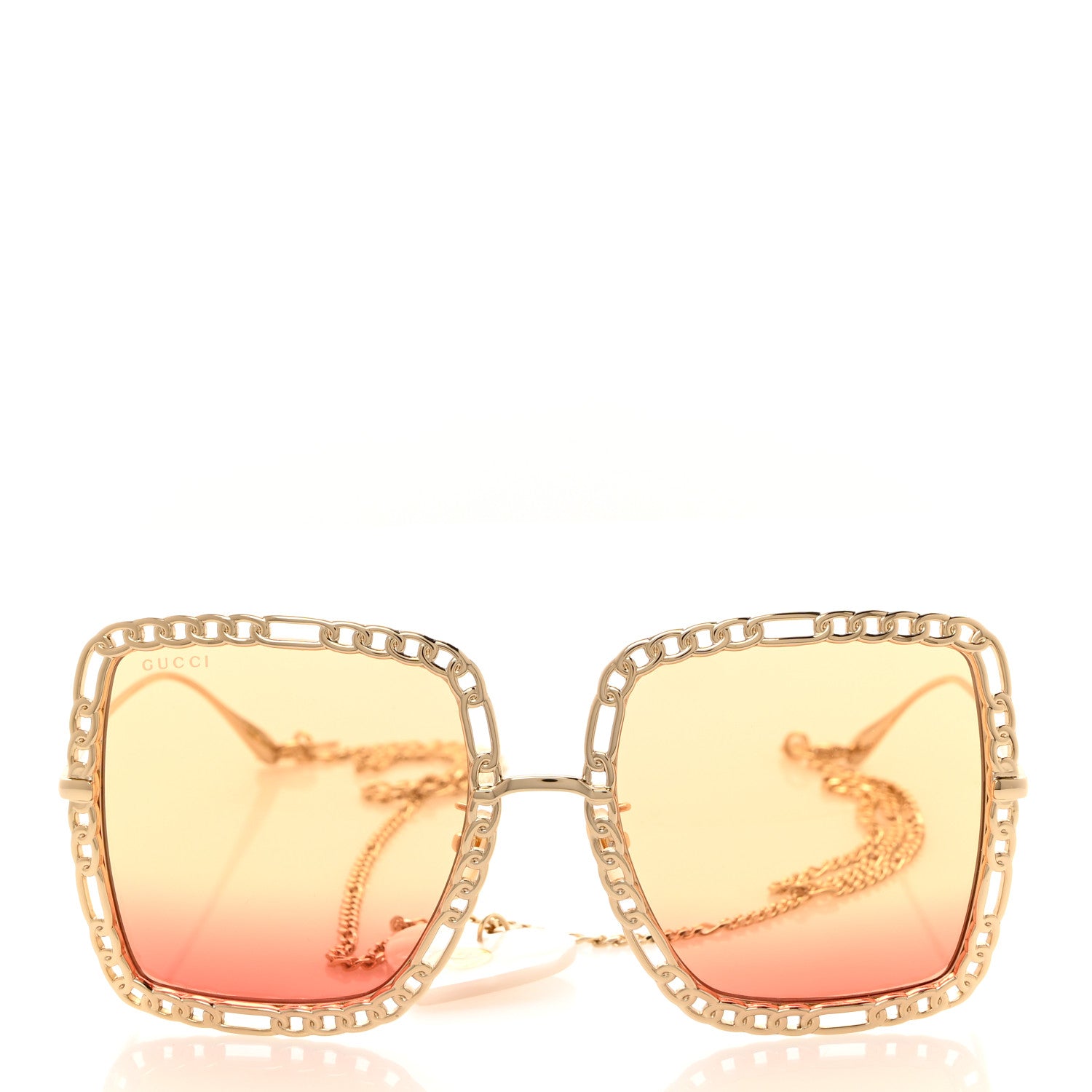 Gucci Square Frame Oversized Sunglasses GG1033S Gold Orange 2 of 9
