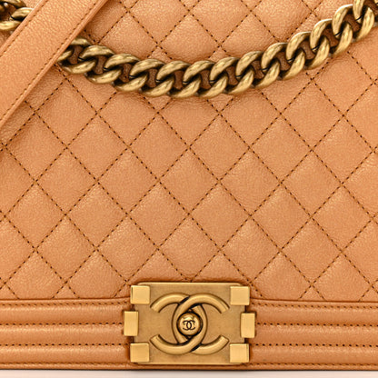 Chanel Metallic Calfskin Quilted New Medium Boy Flap Dark Gold 8 of 10