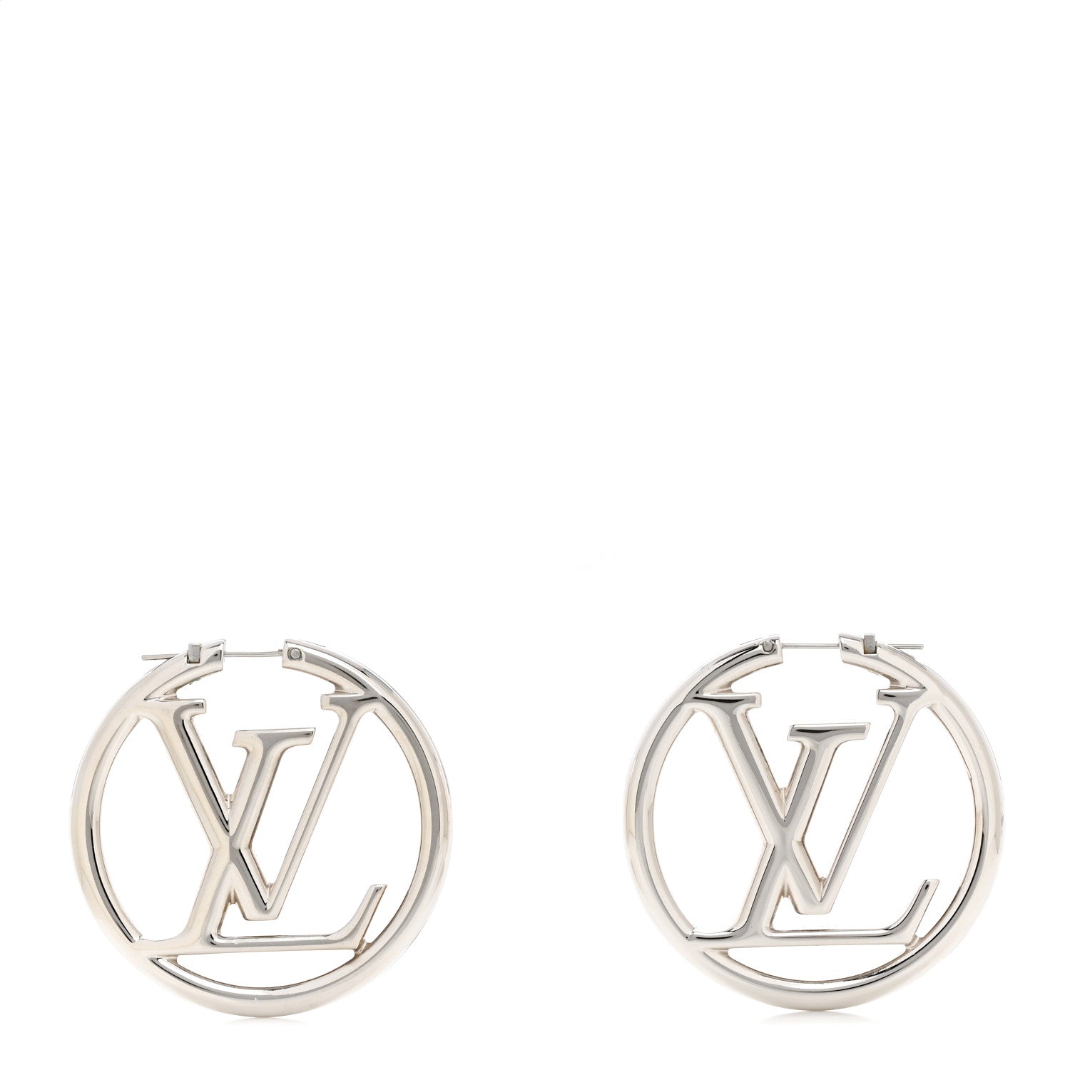 Louis Vuitton Palladium Louise Hoop Earrings Silver 1 of 5