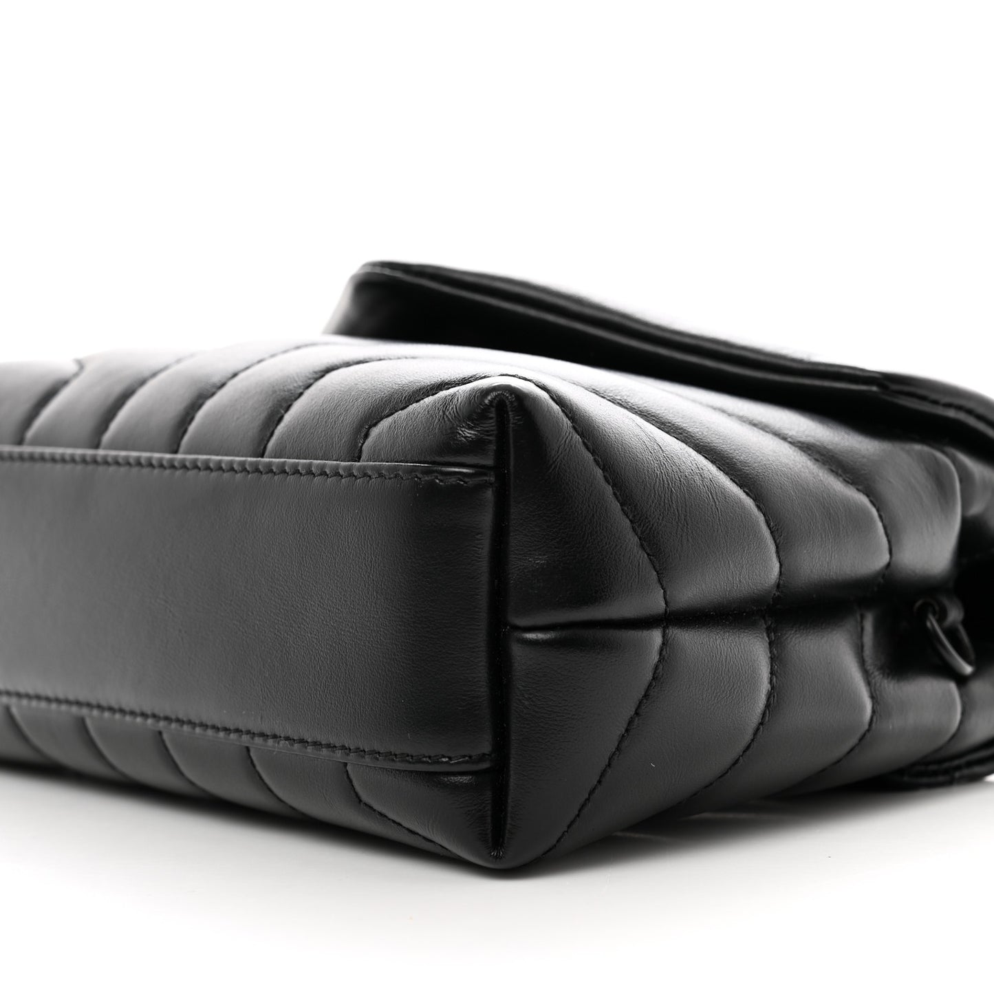 Calfskin Y Quilted Monogram Monochrome Toy Loulou Crossbody Bag Black