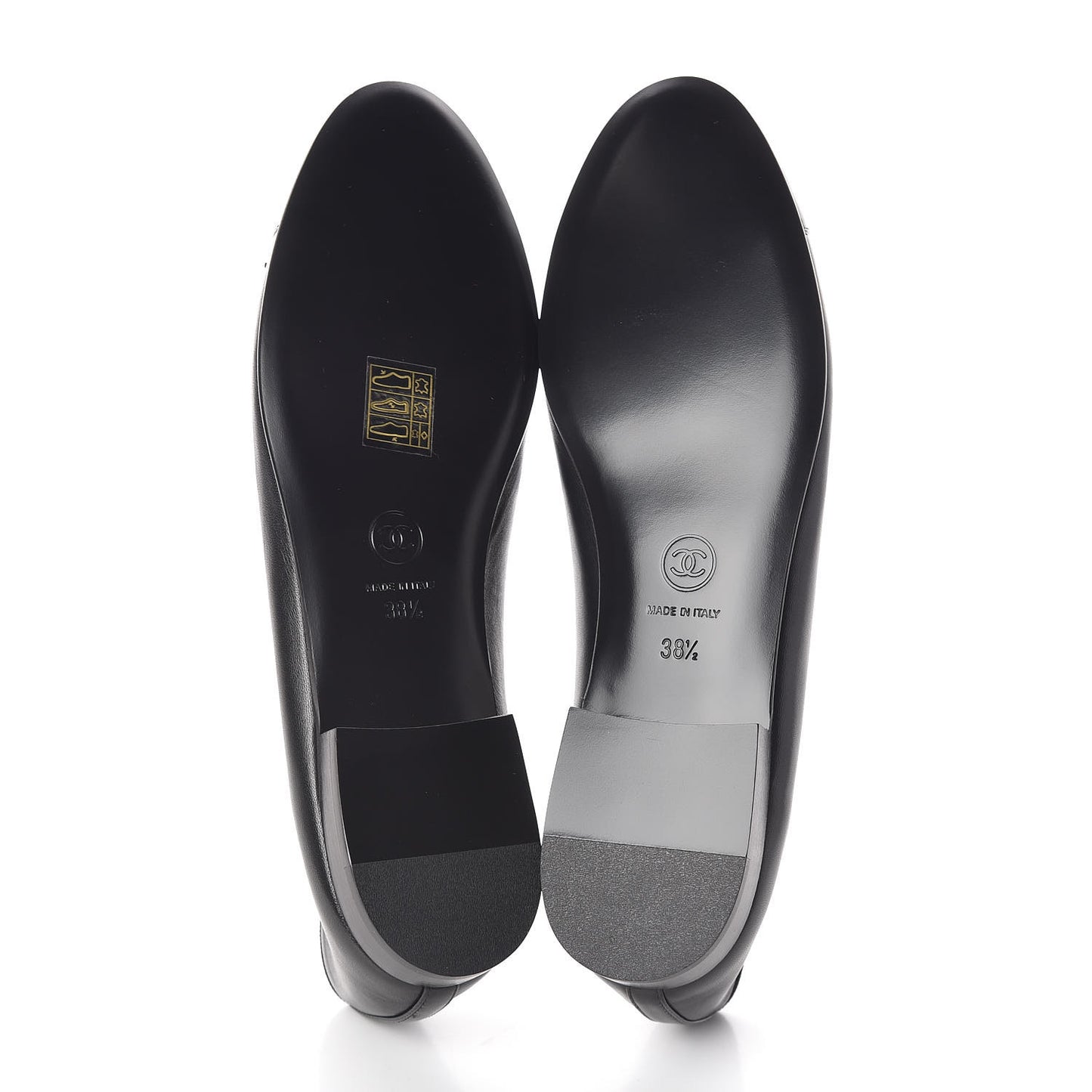 Lambskin Patent Cap Toe Ballerina Flats 38.5 Black