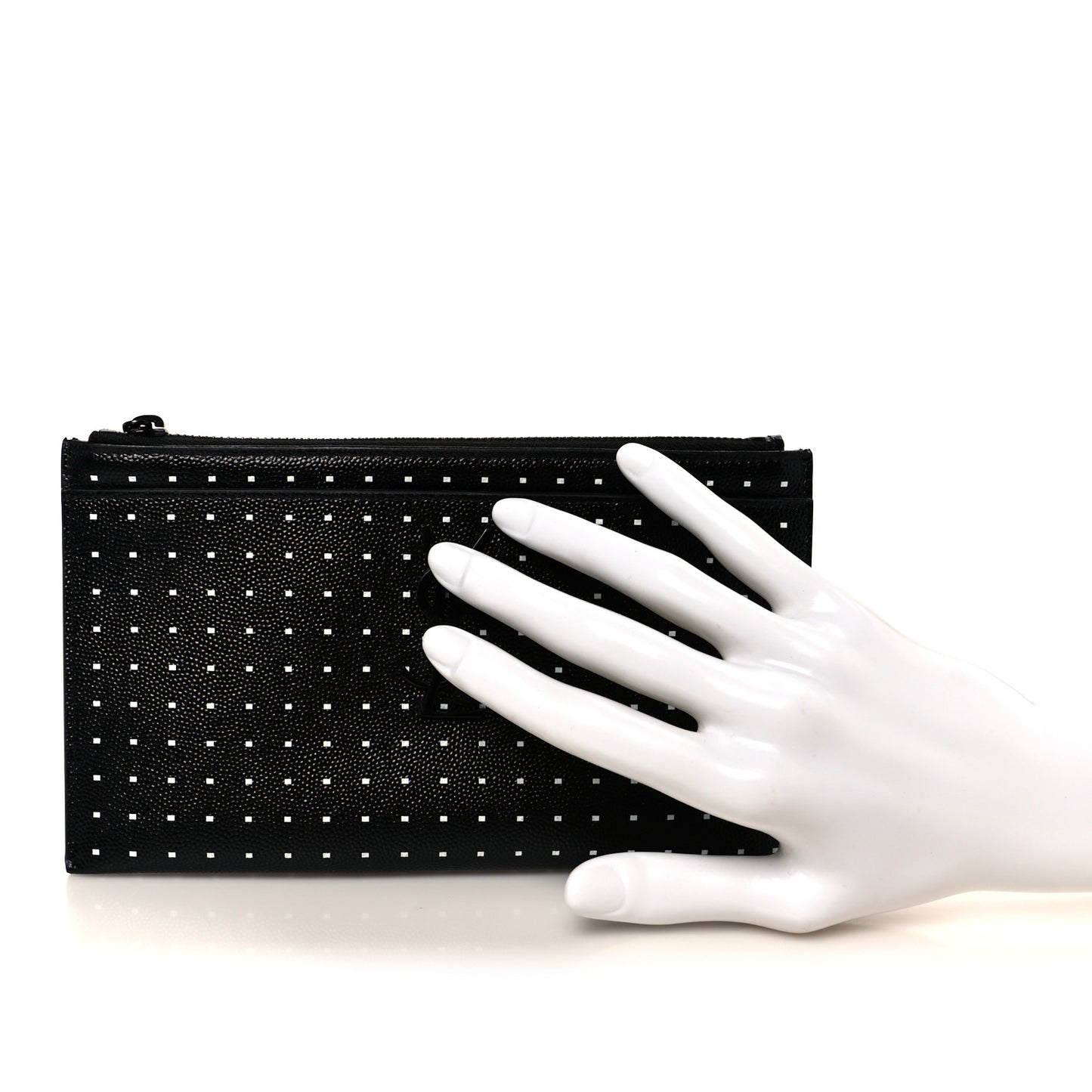 Grain De Poudre Square Dot Zip Bill Pouch Black White