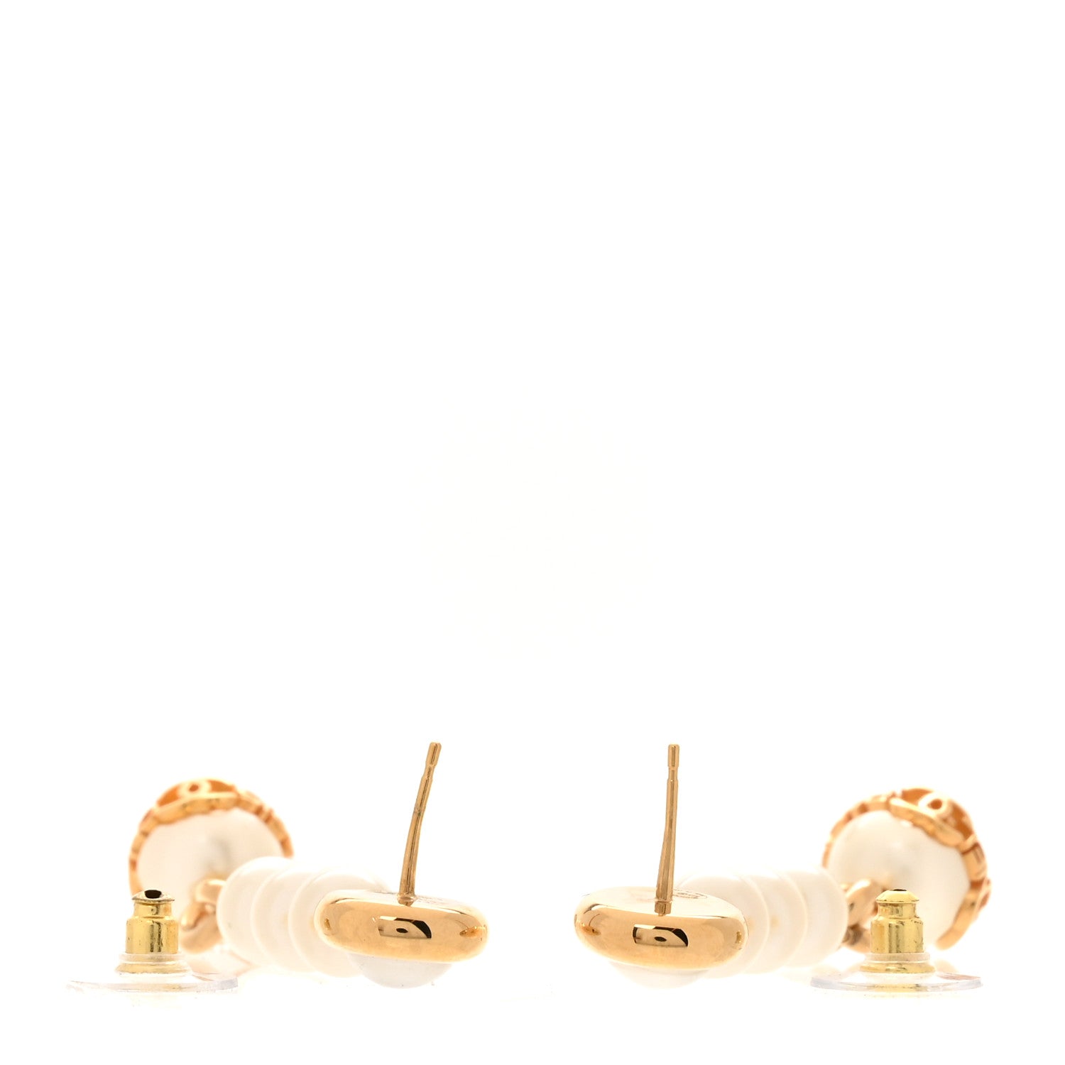 Chanel Metal Pearl CC Logo Drop Earrings White Gold 4 of 12