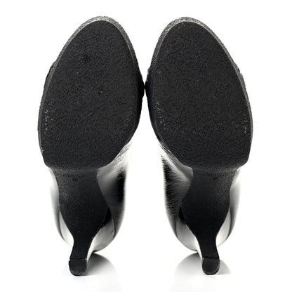 Gucci Patent Horsebit Peep Toe Platform Pumps 39.5 Black 5 of 8