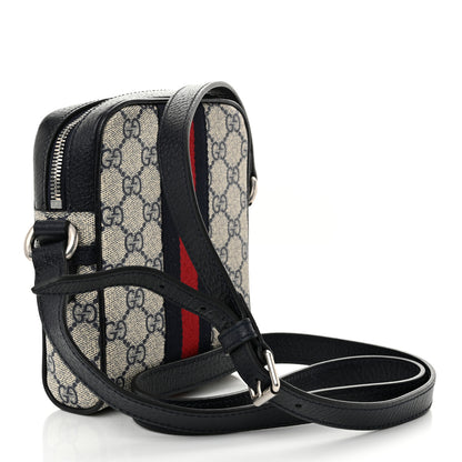 Gucci GG Supreme Monogram Textured Calfskin Web Mini Ophidia Messenger Beige Blue 3 of 10