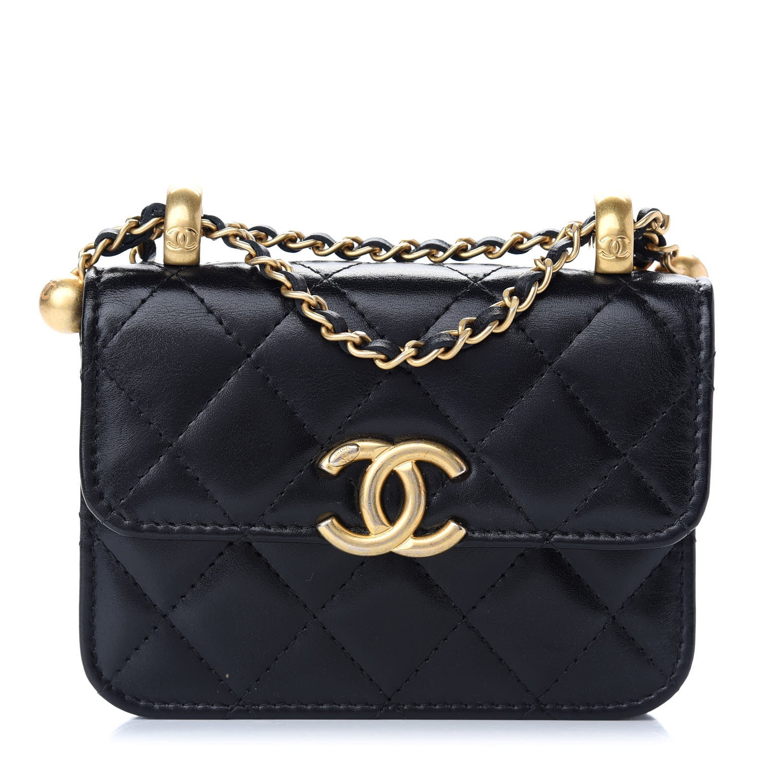Chanel Calfskin Quilted Perfect Fit Coin Purse With Chain Black 1 of 10