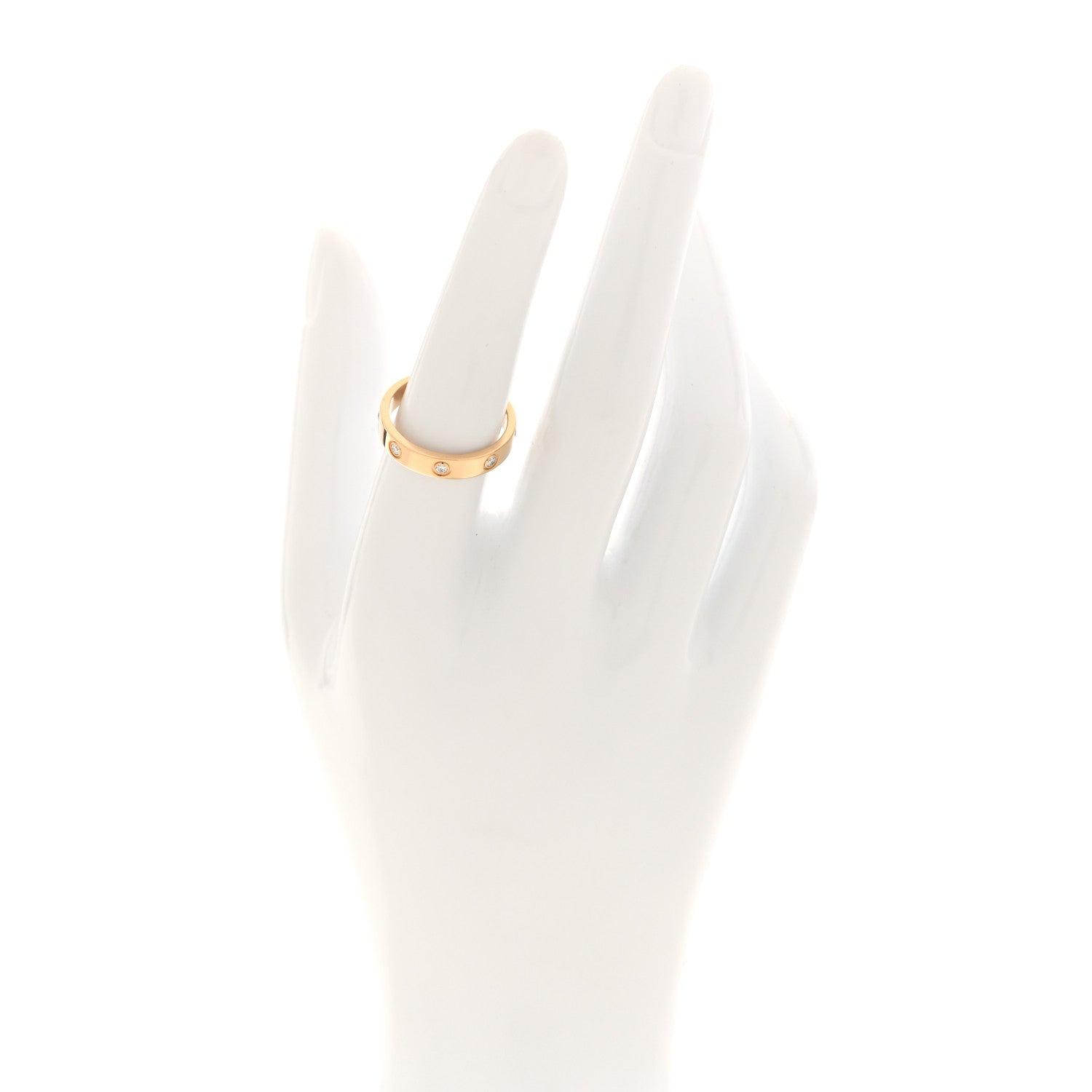 Cartier 18K Yellow Gold 8 Diamond 4mm LOVE Wedding Band Ring 54 7 2 of 4